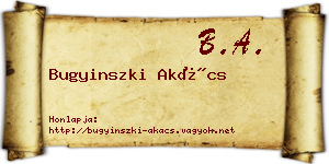 Bugyinszki Akács névjegykártya